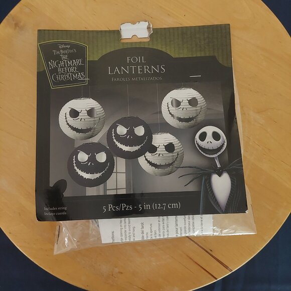 NIP 5 Nightmare Before Christmas 5" Foil Lanterns Jack Skellington Halloween HTF - Picture 1 of 4